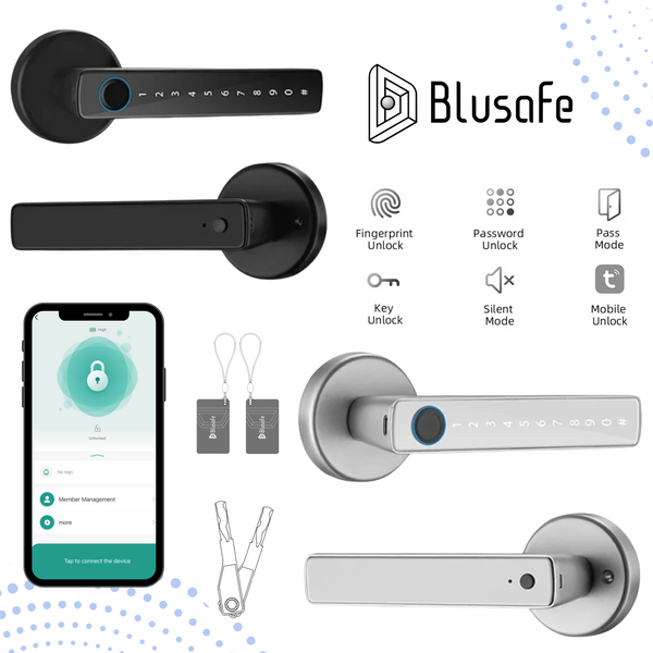Blusafe Synthara Smart Door Lock — Fingerprint, Keypad & App