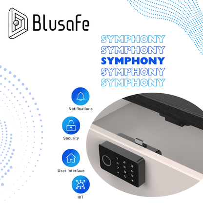 Blusafe Symphony 黑色 - 智慧櫥櫃鎖 RFID 卡 NFC 隱藏梳妝台抽屜鎖 - 帶藍牙 APP 的櫥櫃門鎖，適用於兒童安全廚房餐具室家具黑色