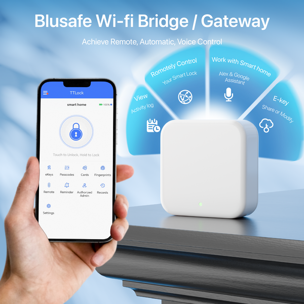 Blusafe Wi-Fi 브리지 - TTLock 블루투스 브리지 WiFi 지문 인식 비밀번호 스마트 전자 도어록 홈 브리지 Ttlock 앱 제어 허브