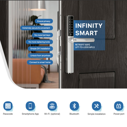 Blusafe Infinity Smart Black- Keyless Door Handle for Home Security, Keypad, App Control, Remote Lock/Unlock