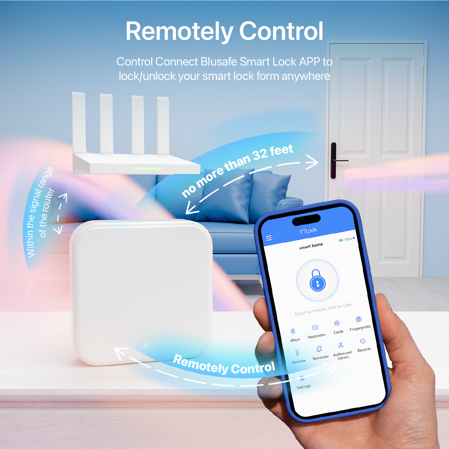 Most Wi-Fi Blusafe - TTLock Most Bluetooth WiFi Hasło odcisku palca Inteligentny elektroniczny zamek do drzwi Most domowy Ttlock App Control Hub