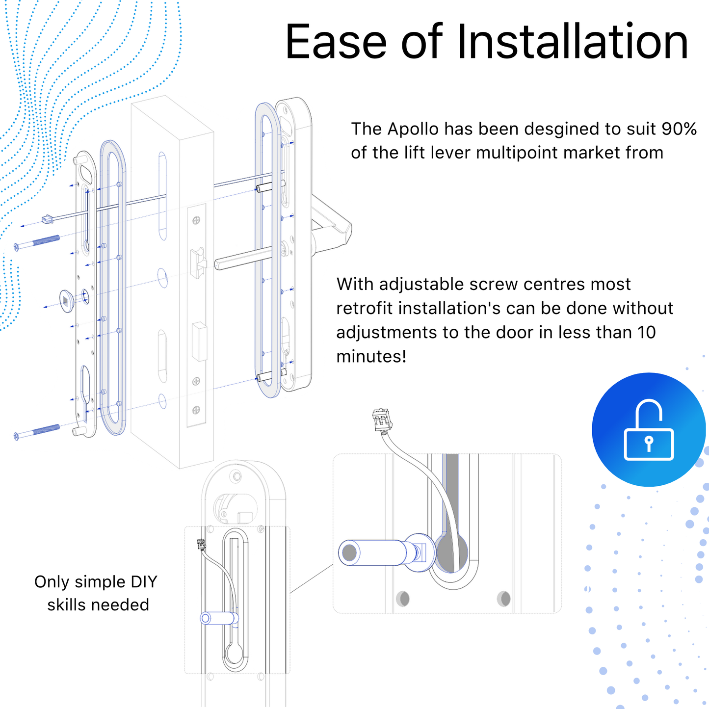 Blusafe Apollo Silver - 주택 보안, 지문 인식, 키 카드, 키패드, 앱 제어, 원격 잠금/잠금 해제를 위한 열쇠가 없는 도어 핸들