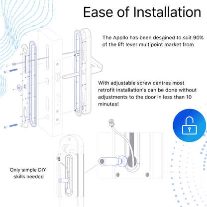 Blusafe Apollo Silver - 주택 보안, 지문 인식, 키 카드, 키패드, 앱 제어, 원격 잠금/잠금 해제를 위한 열쇠가 없는 도어 핸들