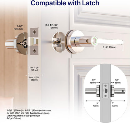 Blusafe Breeze Plus Rose Smart Door Handle – Fingerprint, App Control & Bluetooth Wi-fi Access