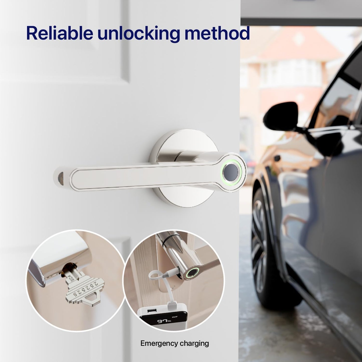 Blusafe Breeze Plus Rose Smart Door Handle – Fingerprint, App Control & Bluetooth Wi-fi Access