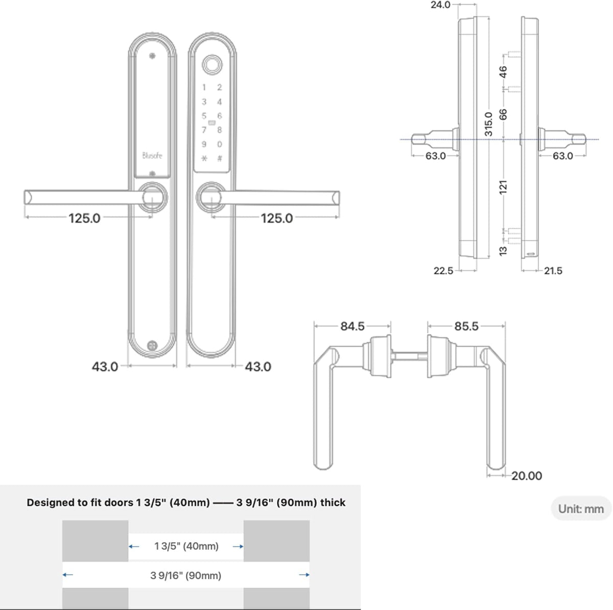 Blusafe Apollo Smart Door Handle — Fingerprint, Keypad, RFID – Blusafe UK