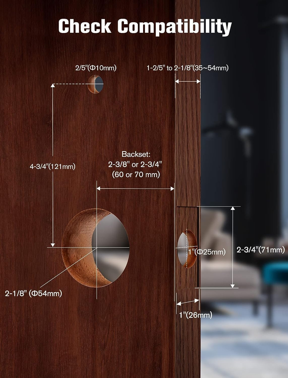 Contour Black - Smart Lock Doorbell -sormenjälki-WiFi kahvalla, sovelluksen ohjaus, kurkistuksen esto, automaattinen lukitus, IP65, säänkestävä, 3D-biometrinen etuoven mustalle