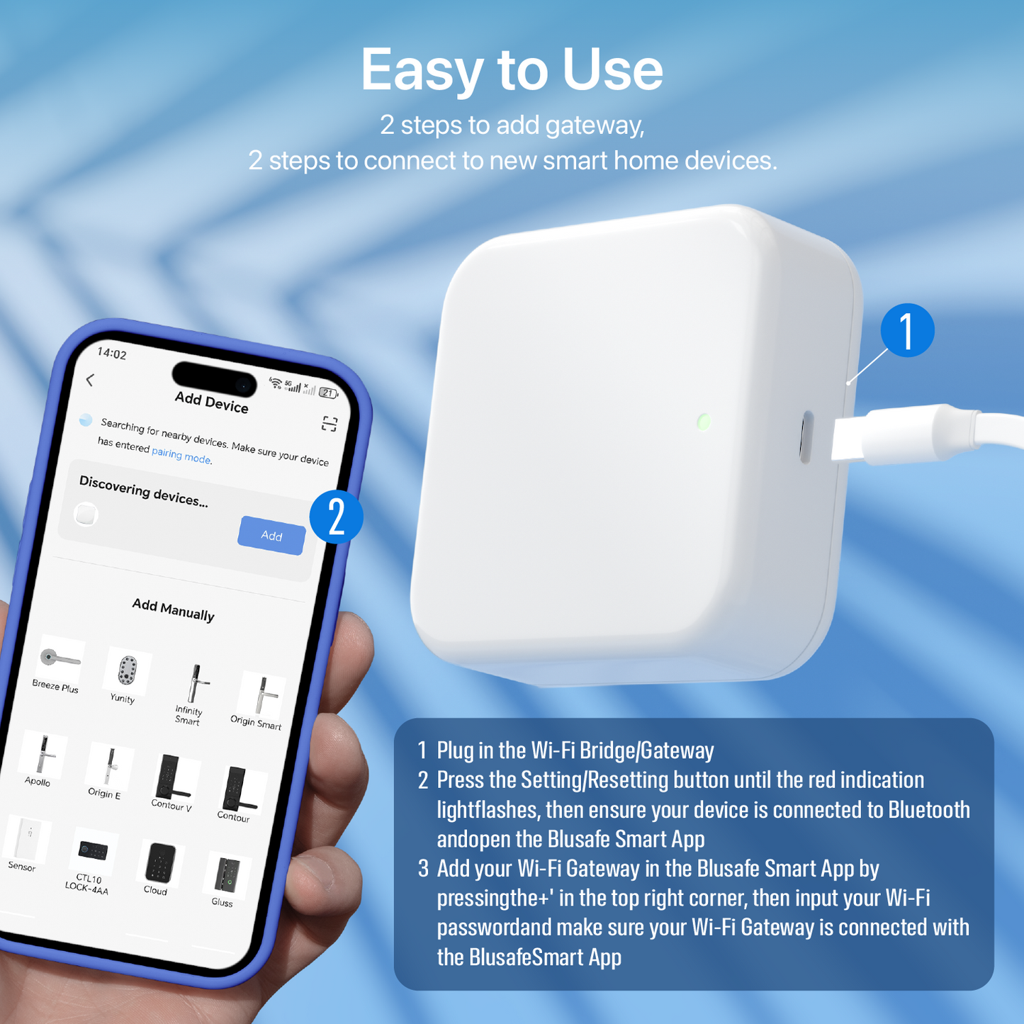 Most Wi-Fi Blusafe - TTLock Most Bluetooth WiFi Hasło odcisku palca Inteligentny elektroniczny zamek do drzwi Most domowy Ttlock App Control Hub