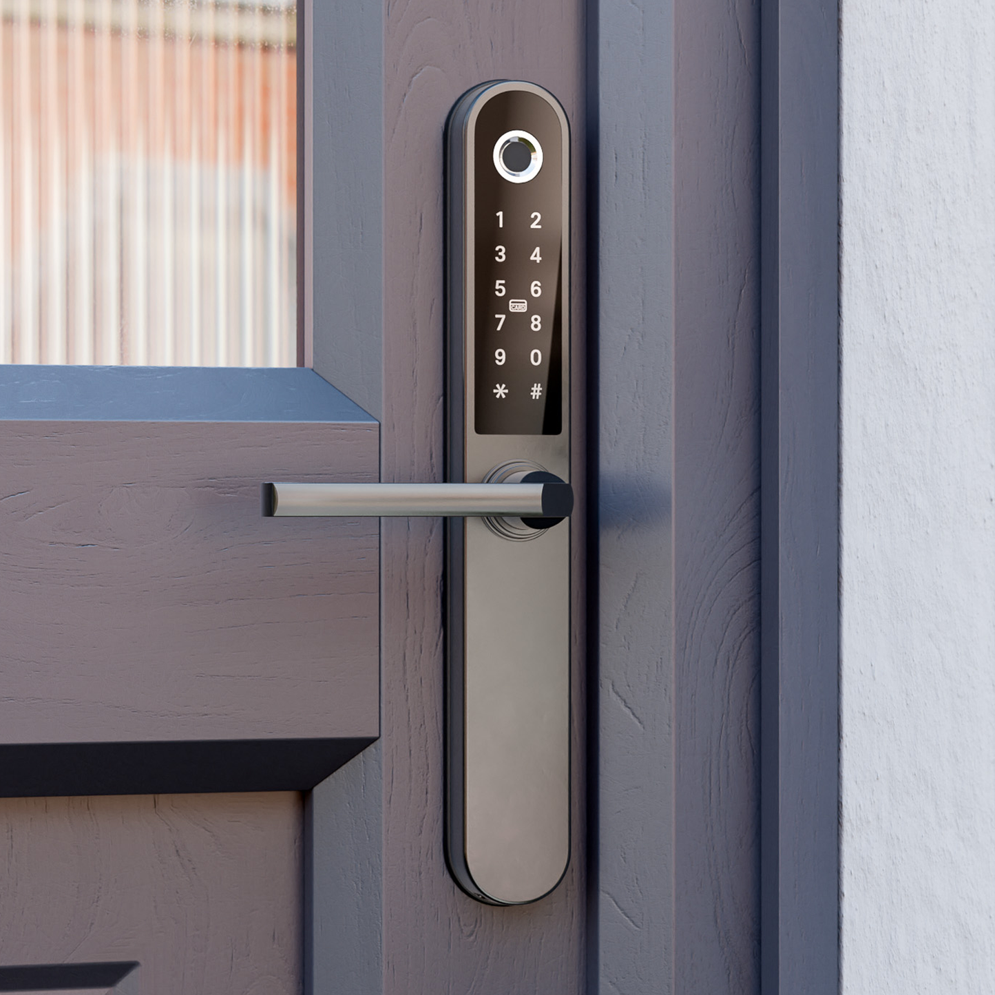 Blusafe Apollo Black - 주택 보안, 지문 인식, 키 카드, 키패드, 앱 제어, 원격 잠금/잠금 해제를 위한 열쇠가 없는 도어 핸들