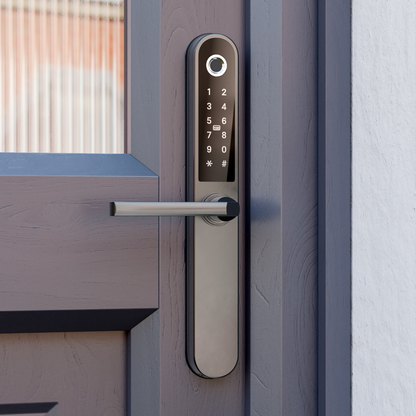 Blusafe Apollo Black - 주택 보안, 지문 인식, 키 카드, 키패드, 앱 제어, 원격 잠금/잠금 해제를 위한 열쇠가 없는 도어 핸들