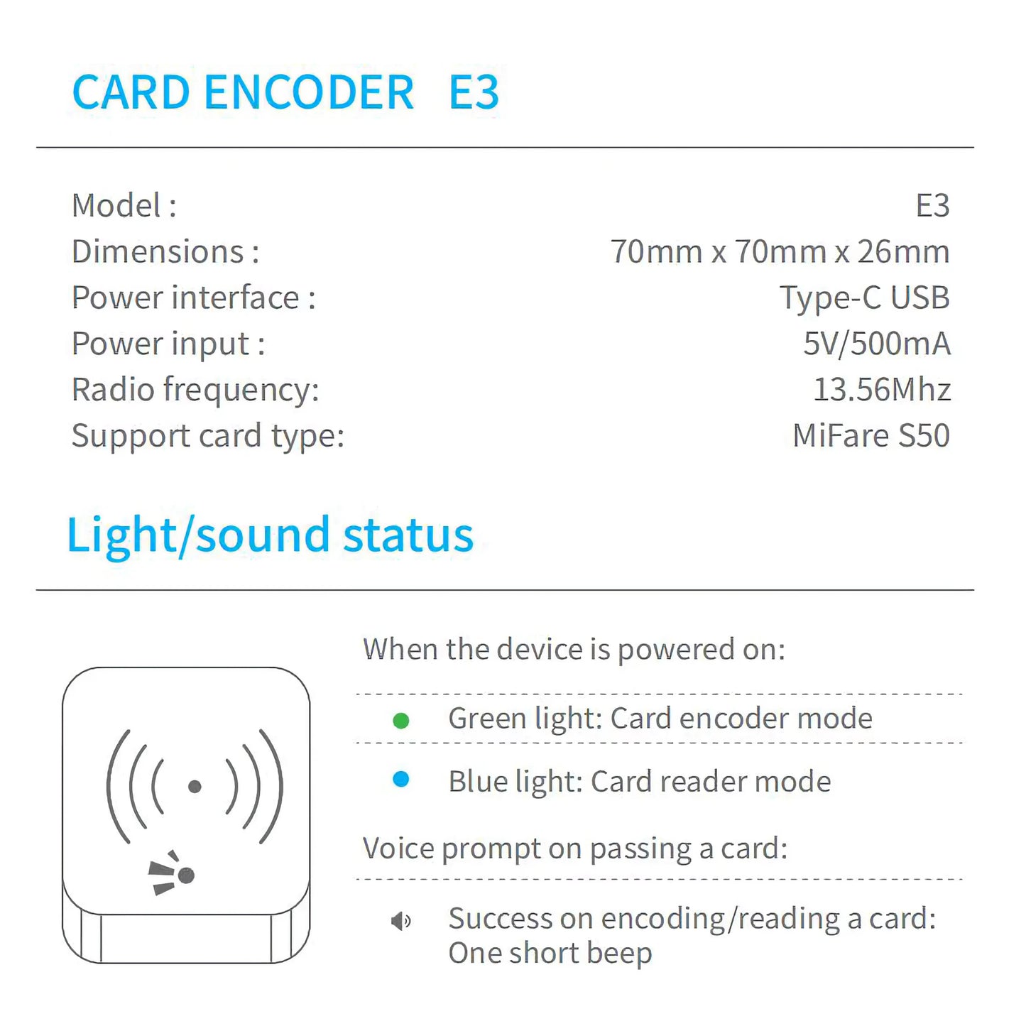 Blusafe E3 Card Encoder for TTLock, TTRenting & TTHotel