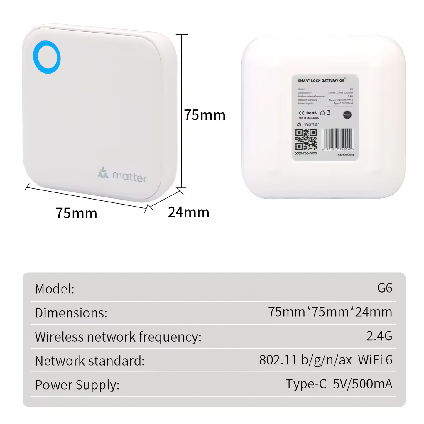 TTLock G6 Matter Wi-Fi Gateway for Blusafe Smart Locks