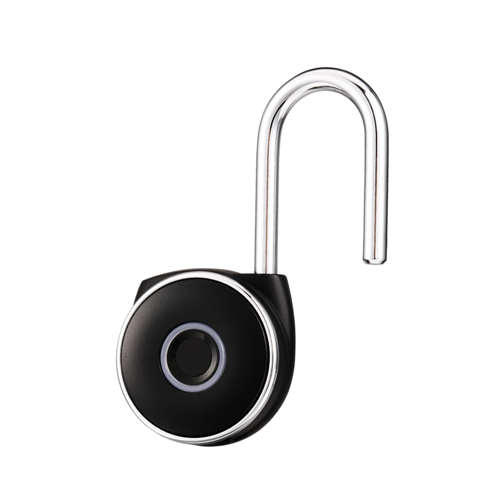 Blusafe Mirage Padlocks Black Long Shackle - Blusafe Fingerprint Padlock, Smart Fingerprint Padlock, Anti-Theft, IP66, 20 Fingerprints, Black/Chrome, Long/Short Shackle, Gyms, Gardens, Schools, Bikes, Gates (Long, Black)