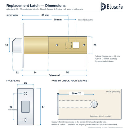 Blusafe Latch — Adjustable 60 / 70 mm