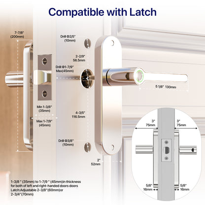 Blusafe Breeze Plus Internal Smart Door Handle — Fingerprint & App