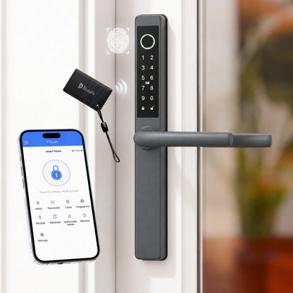 Origin Smart Plus Aluminium — RAL 7016 Anthracite Grey powder-coated finish with TTLock app and RFID card
