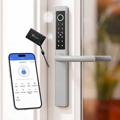 Origin Smart Plus Aluminium — Silver powder-coated finish with TTLock app and RFID card