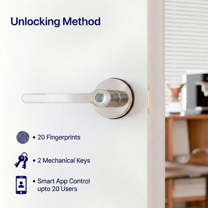 Blusafe Breeze Plus Rose Smart Door Handle – Fingerprint, App Control & Bluetooth Wi-fi Access
