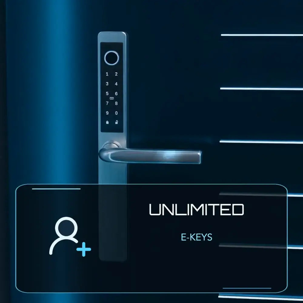 Film frame: the handle beside a card reading unlimited e-keys